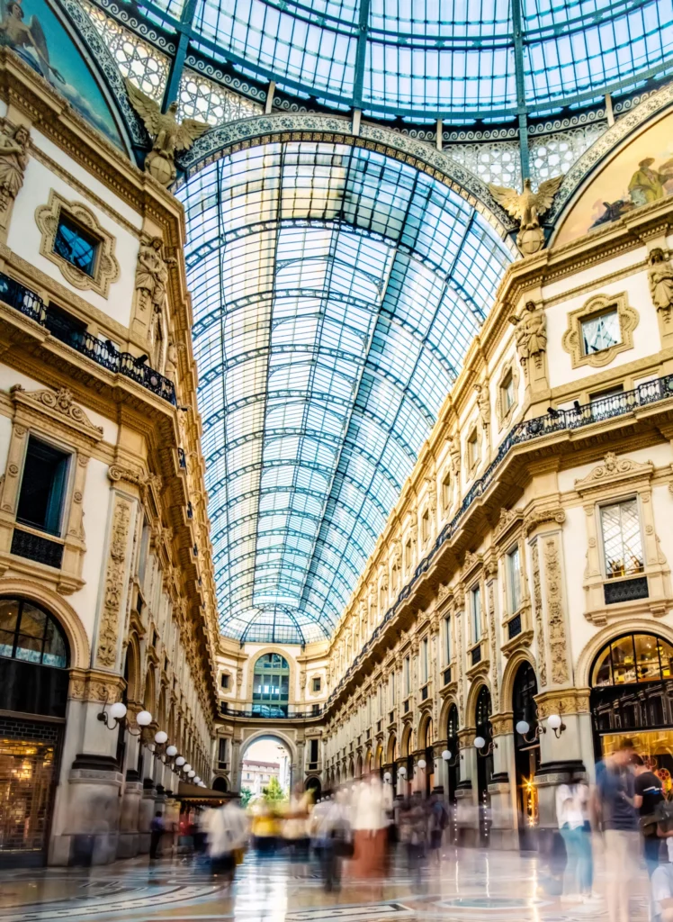 Beautiful view of Milan gallery inner architecture