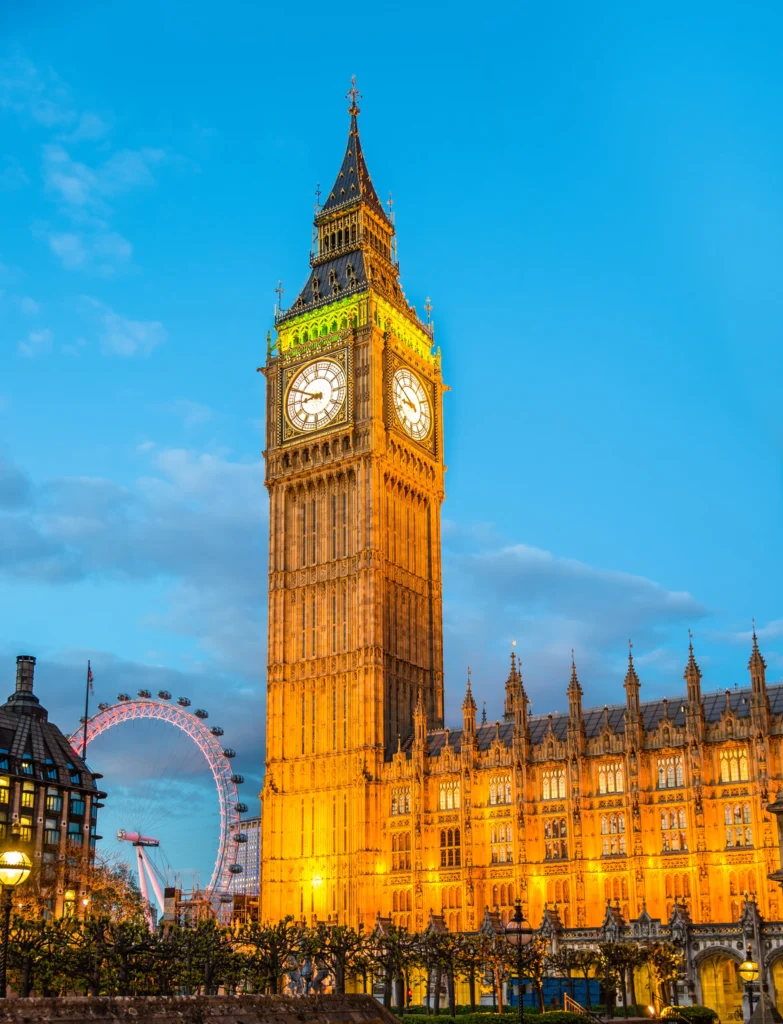 Elizabeth Tower and Big Ben at Palace of Westminster in London