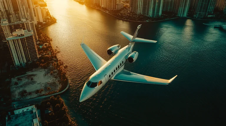 Private jet passengers boarding at the aircraft stairs