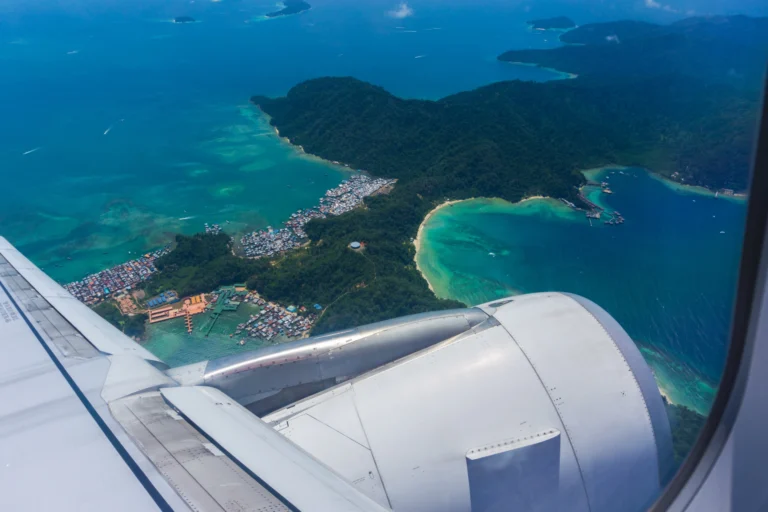 Aerial view of sea seen from airplane window