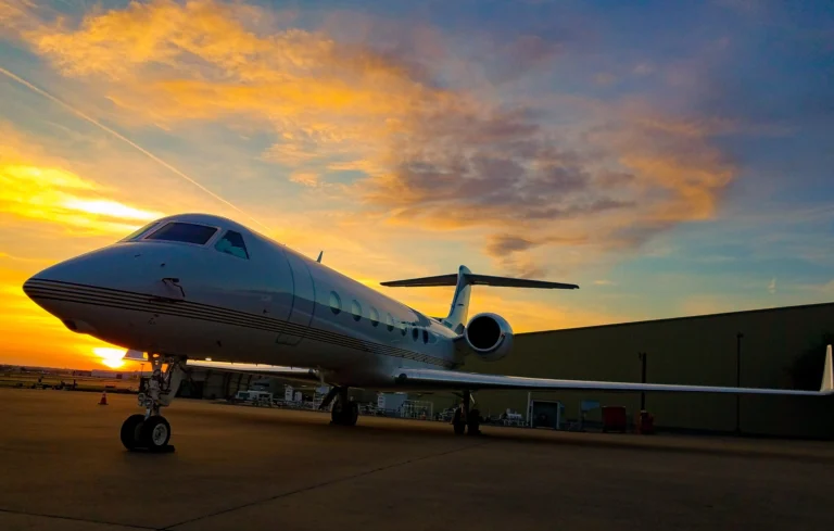 Airplane parked at airport runway