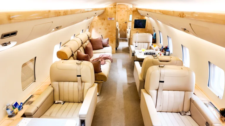 Private jet in flight over clear sky