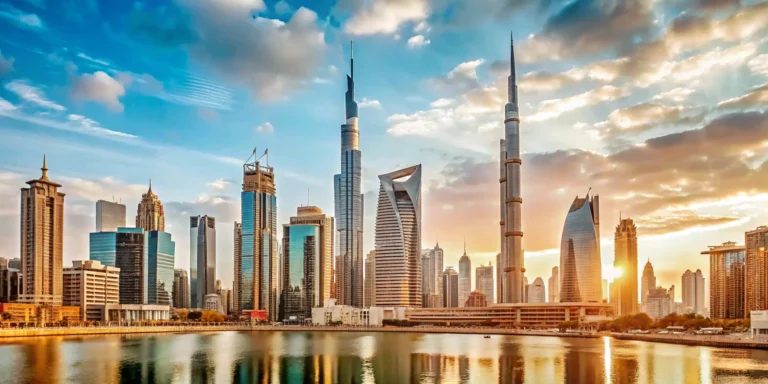 Dubai Downtown skyline view with modern skyscrapers