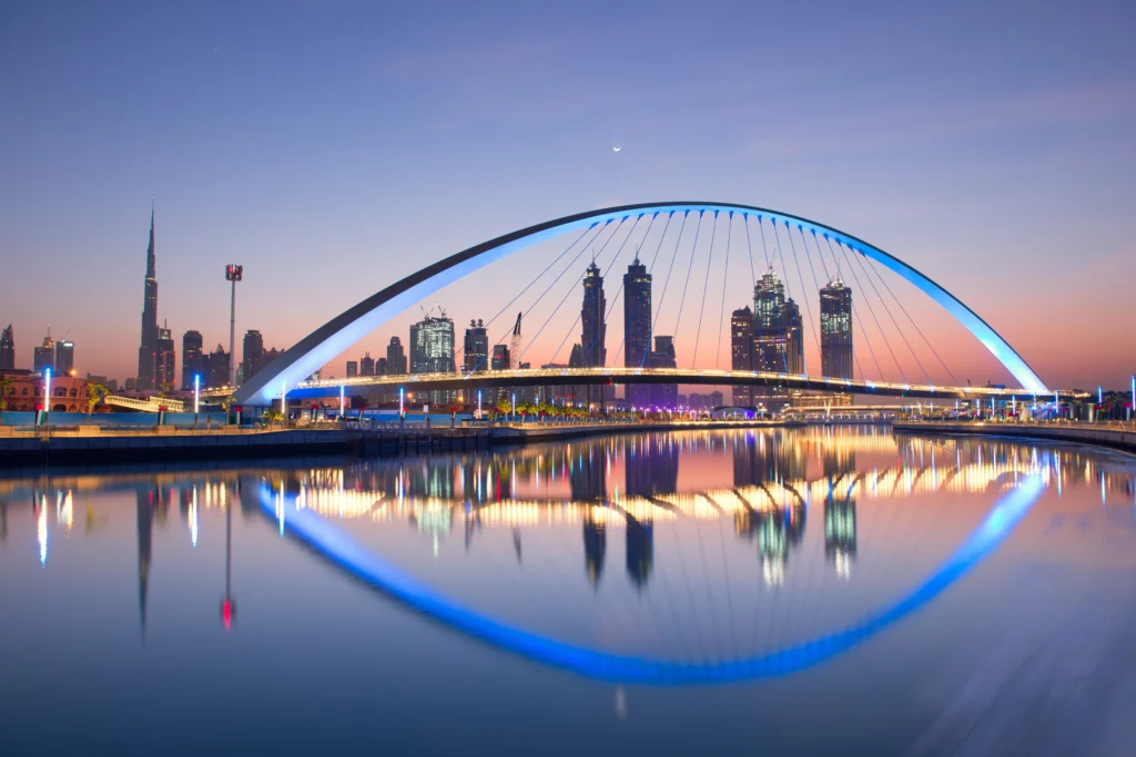 Dubai Water Canal scenic city waterfront view